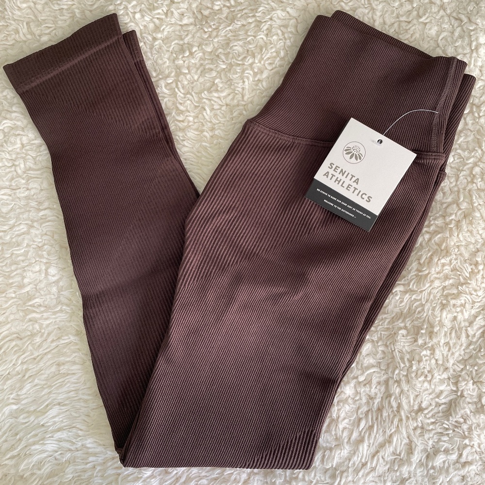 NWT - Senita Athletics - Ribbed Seamless Leggings - Espresso